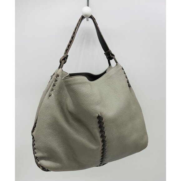 BOTTEGA VENETA Leather Hobo Shoulder Tote Bag Gray Large - Picture 8 of 14